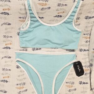 Light Blue Bikini Set with White Trim NWT 10Y